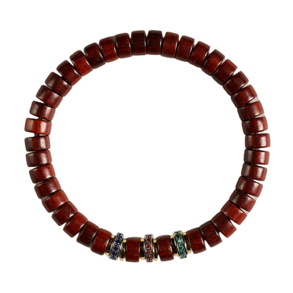 Ebony Wood Small Leaf Red Sandalwood Zircon Peace Bracelet
