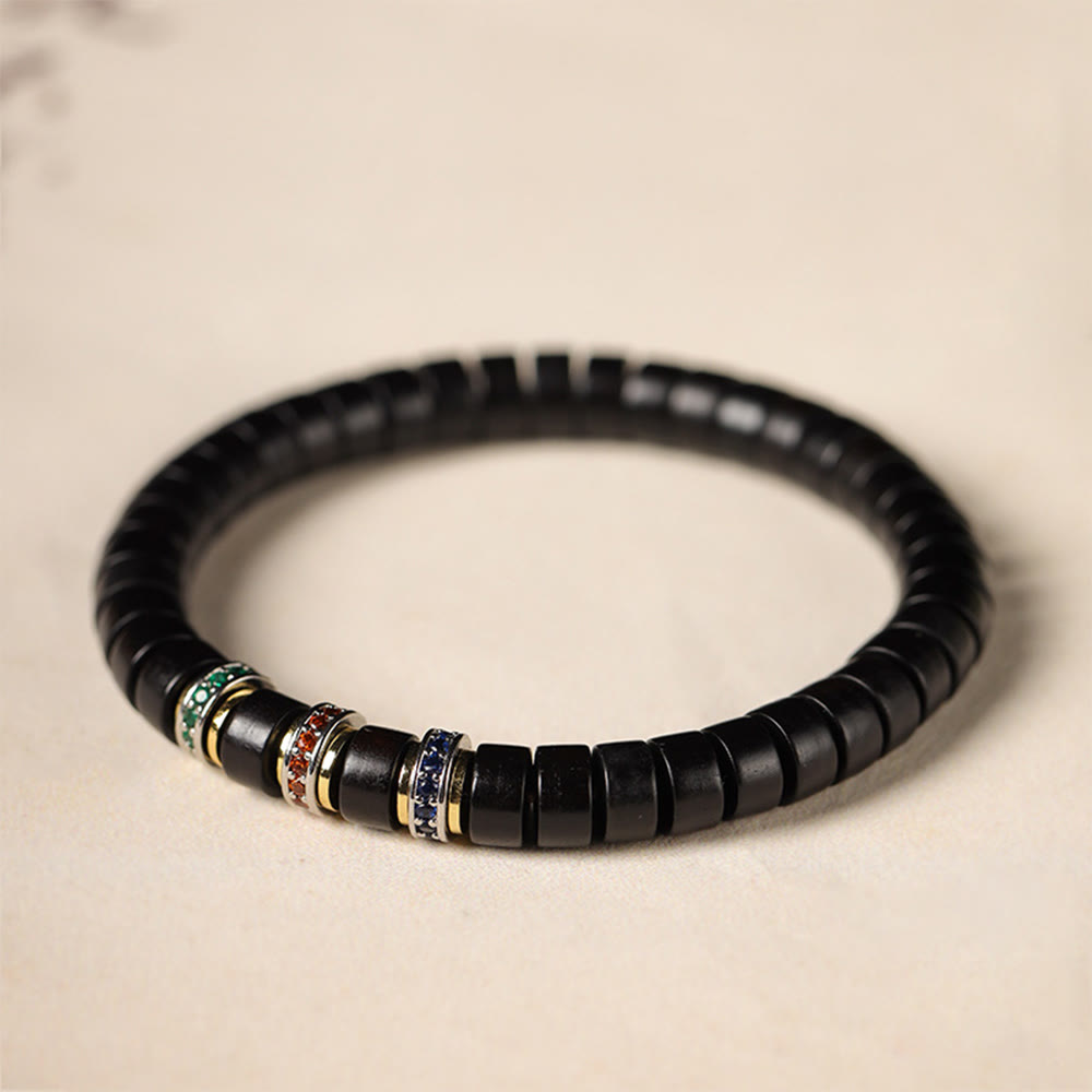 Ebony Wood Small Leaf Red Sandalwood Zircon Peace Bracelet