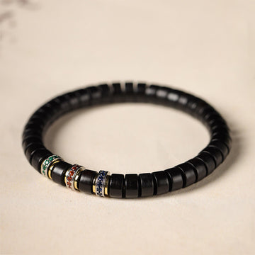 Ebony Wood Small Leaf Red Sandalwood Zircon Peace Bracelet