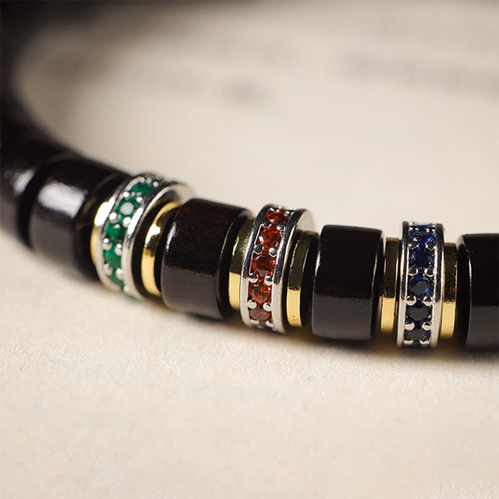 Ebony Wood Small Leaf Red Sandalwood Zircon Peace Bracelet
