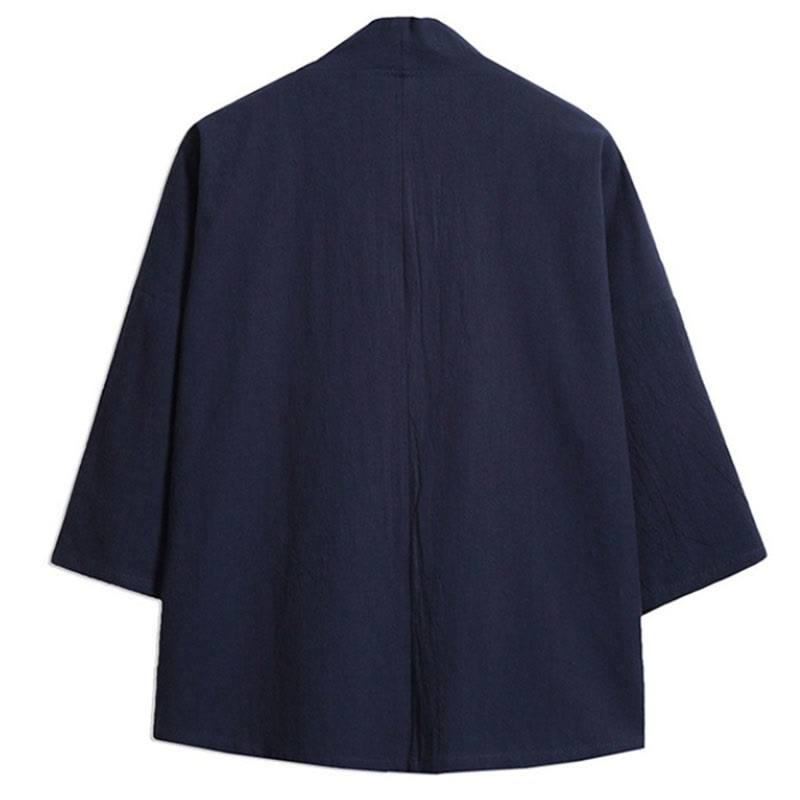 Embroidered Cotton Linen Open Front Mindful Kimono Jacket