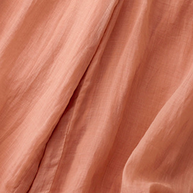 Geometric Embroidery Elastic Waist Women's Cotton Linen Wide Leg Pants With Pockets