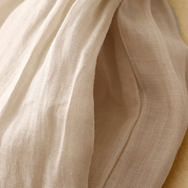 Geometric Embroidery Elastic Waist Women's Cotton Linen Wide Leg Pants With Pockets