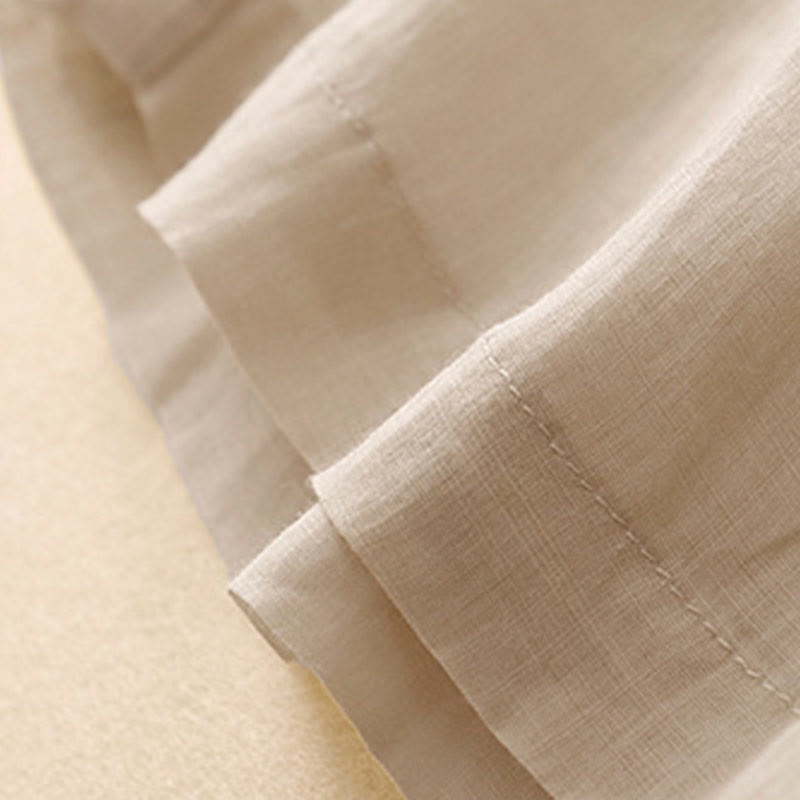 Geometric Embroidery Elastic Waist Women's Cotton Linen Wide Leg Pants With Pockets