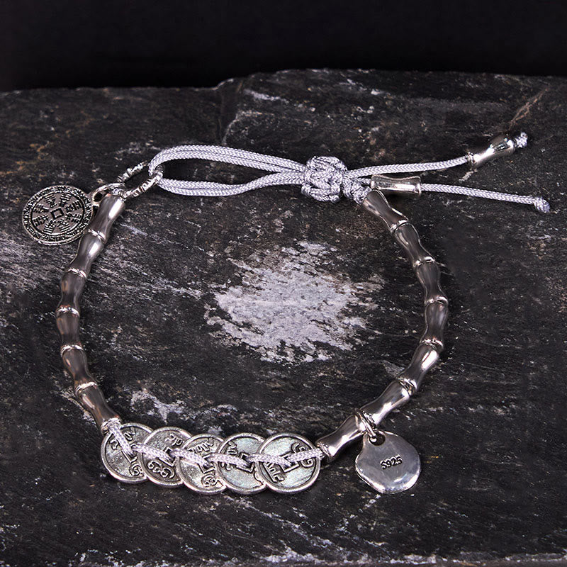 Mountain Ghost Coin & Bagua Taoist Talisman Five-Emperor Chinese Coin Bracelet