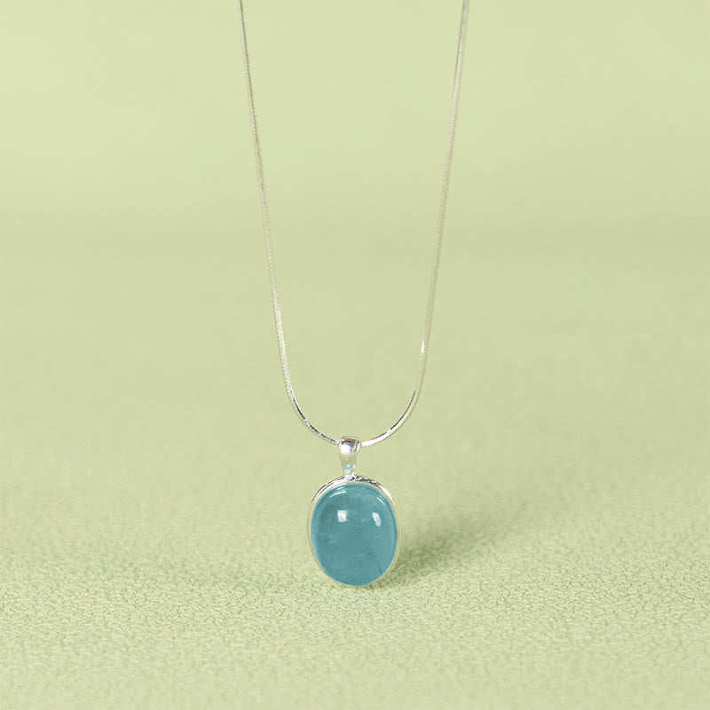 925 Sterling Silver Aquamarine Healing Clavicle Chain Necklace Pendant