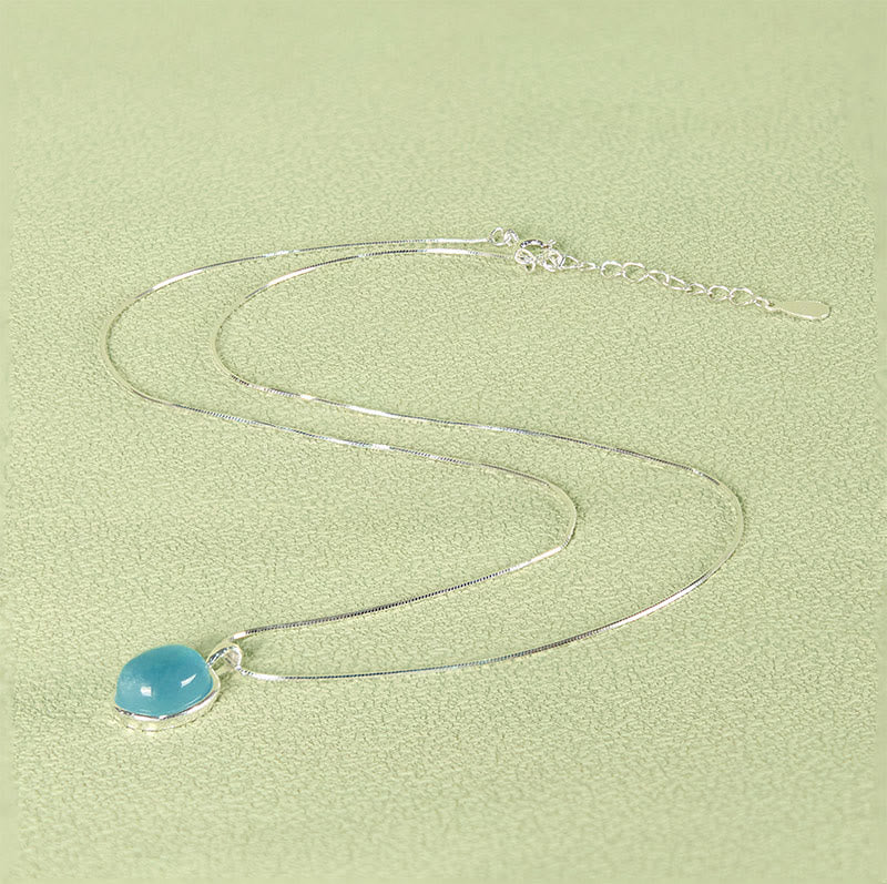 925 Sterling Silver Aquamarine Healing Clavicle Chain Necklace Pendant