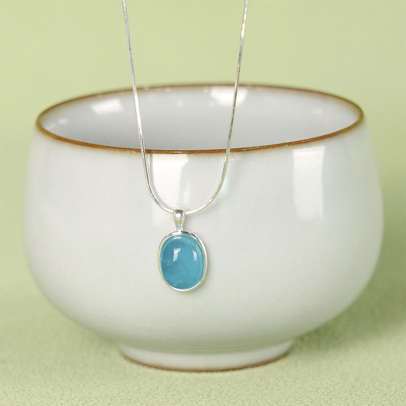 925 Sterling Silver Aquamarine Healing Clavicle Chain Necklace Pendant