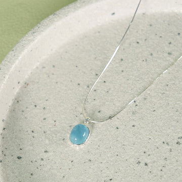 925 Sterling Silver Aquamarine Healing Clavicle Chain Necklace Pendant