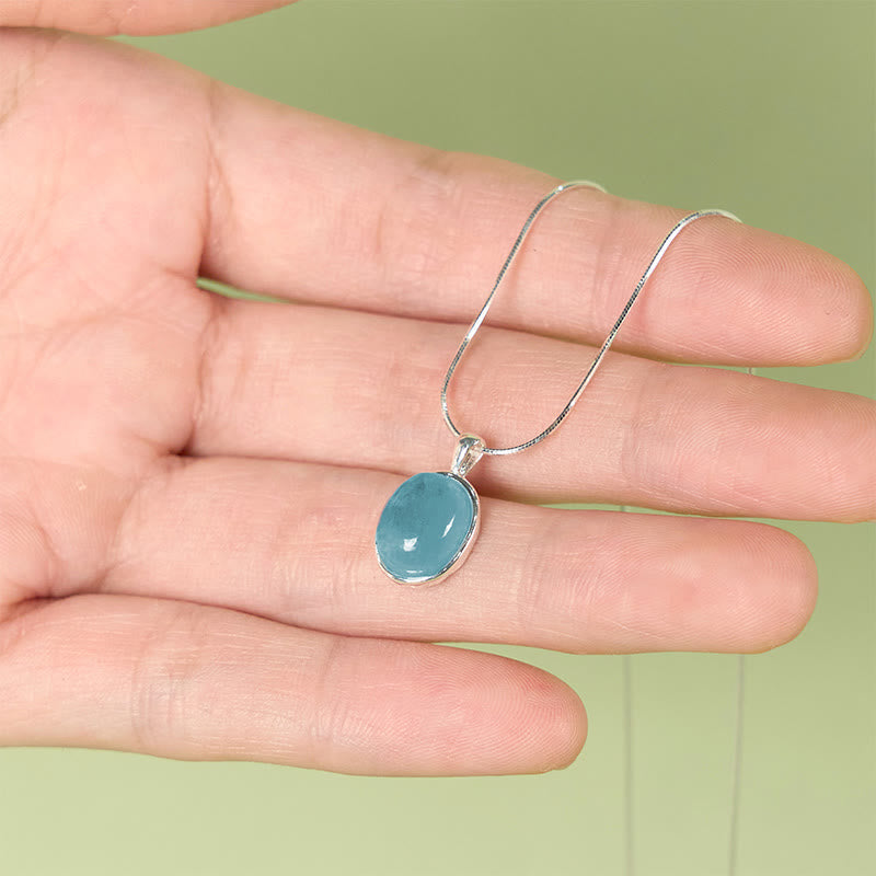 925 Sterling Silver Aquamarine Healing Clavicle Chain Necklace Pendant