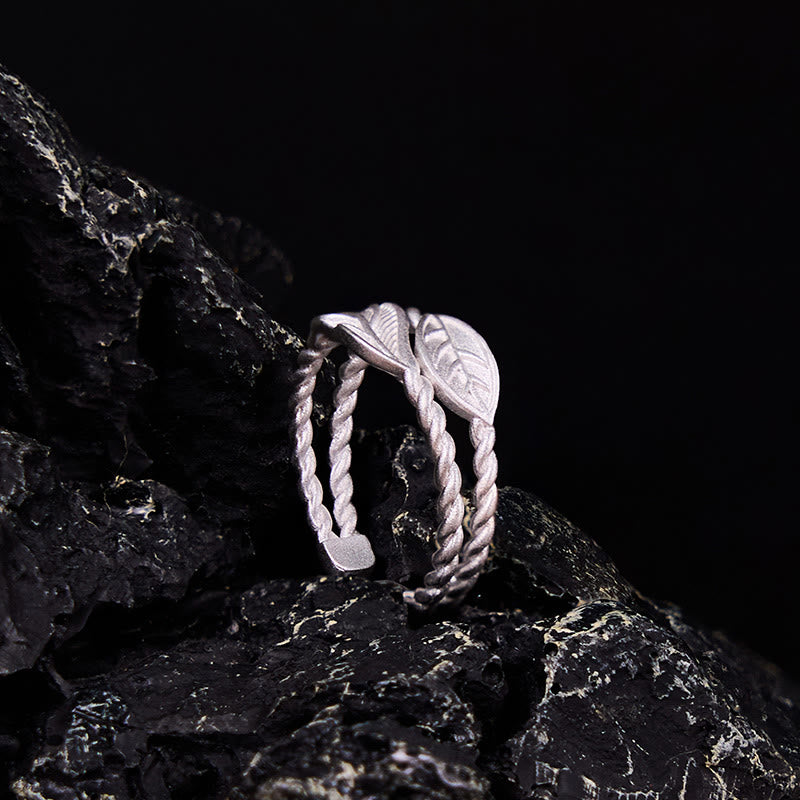 Minimalist Copper Leaf Nature-Inspired Adjustable Open Ring
