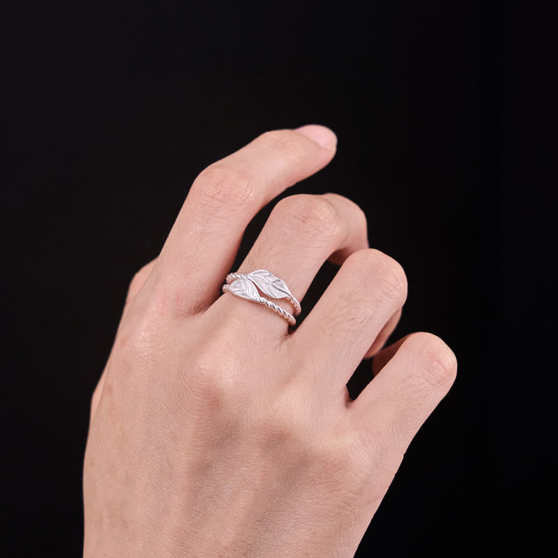 Minimalist Copper Leaf Nature-Inspired Adjustable Open Ring