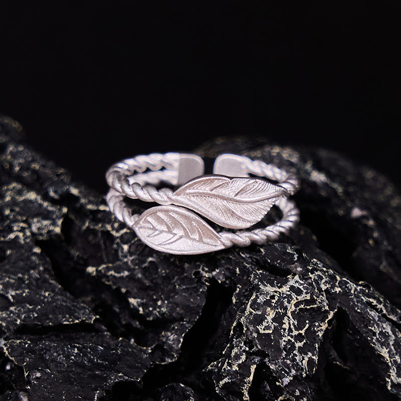 Minimalist Copper Leaf Nature-Inspired Adjustable Open Ring