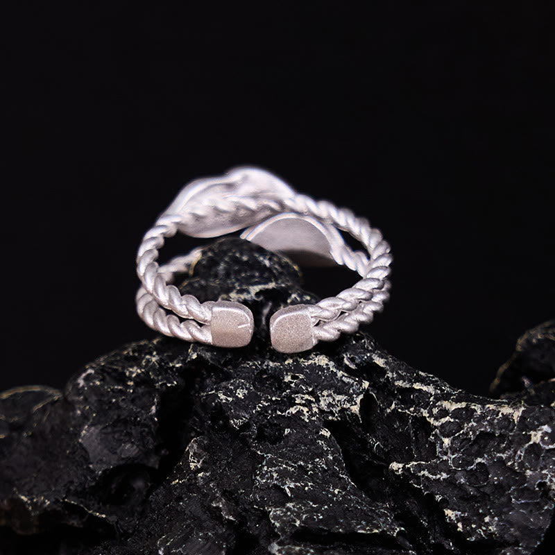 Minimalist Copper Leaf Nature-Inspired Adjustable Open Ring