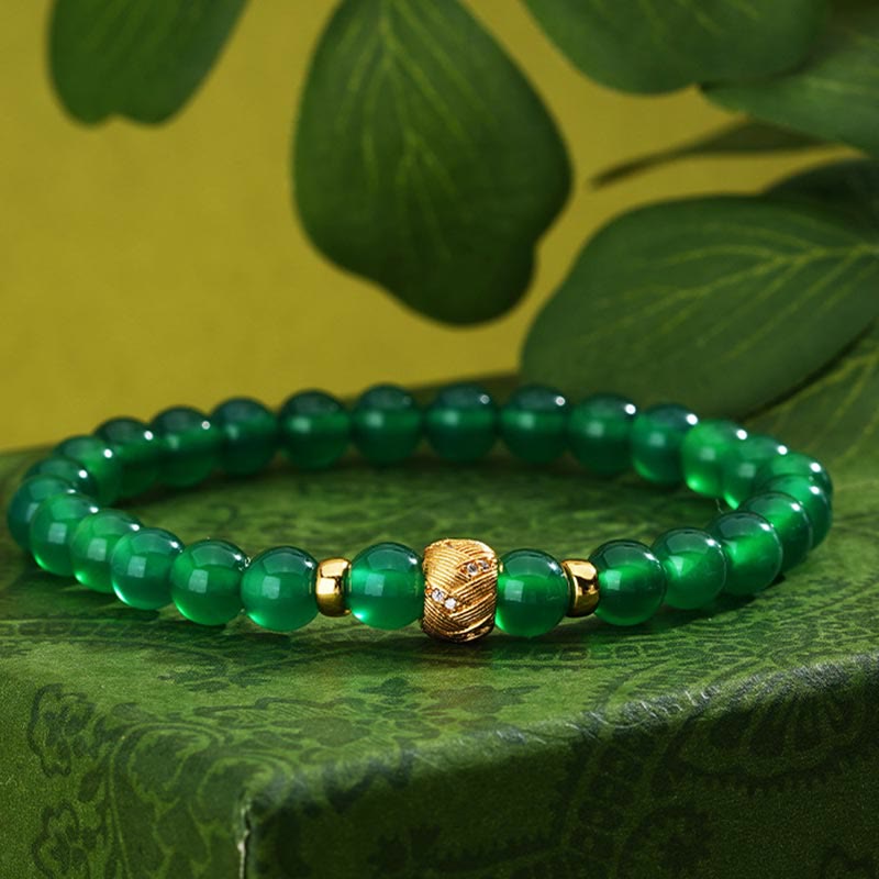 Green Agate Beads and Sterling Silver Support Bracelet for Emotional Balance