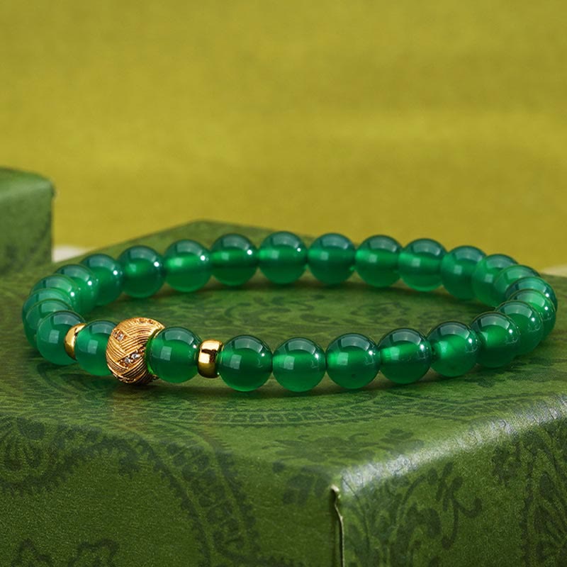 Green Agate Beads and Sterling Silver Support Bracelet for Emotional Balance