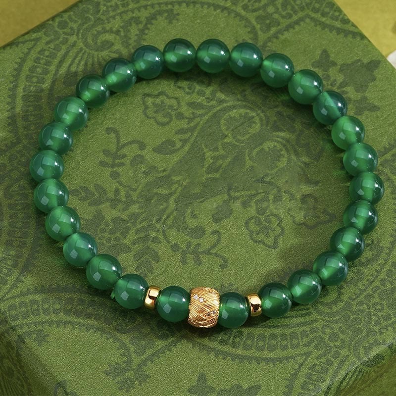 Green Agate Beads and Sterling Silver Support Bracelet for Emotional Balance