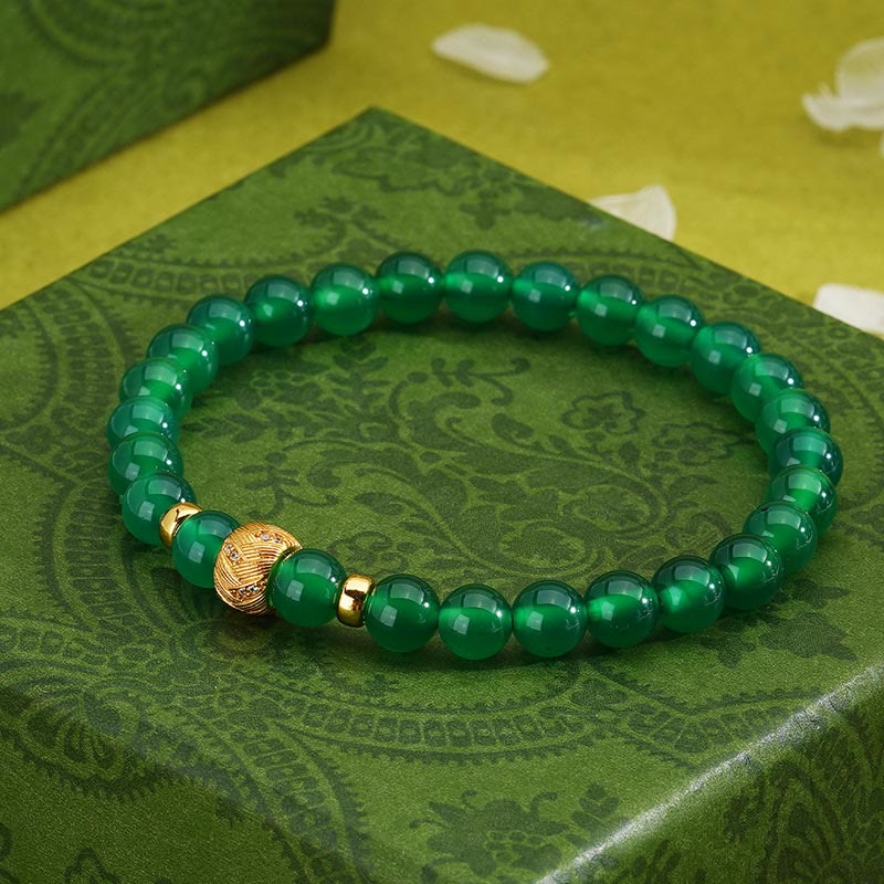 Green Agate Beads and Sterling Silver Support Bracelet for Emotional Balance