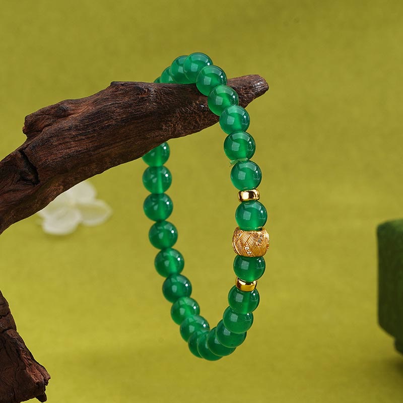 Green Agate Beads and Sterling Silver Support Bracelet for Emotional Balance
