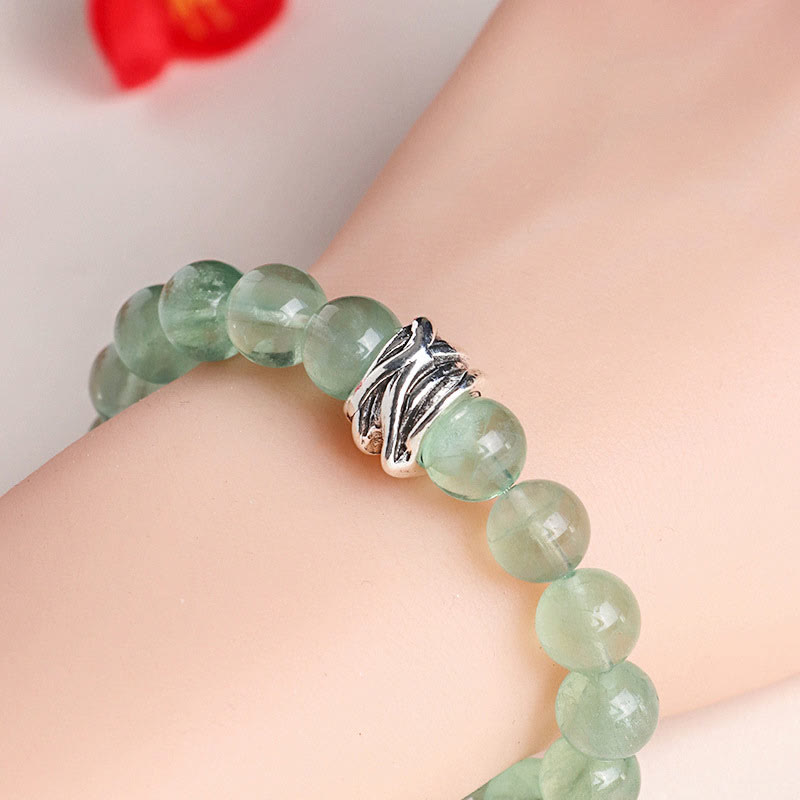Green Fluorite Beads Moon Star Peace Bracelet