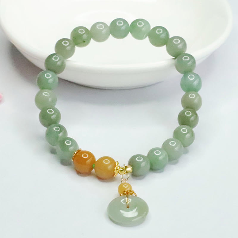 Jade Beads Peace Buckle Prosperity Abundance Bracelet
