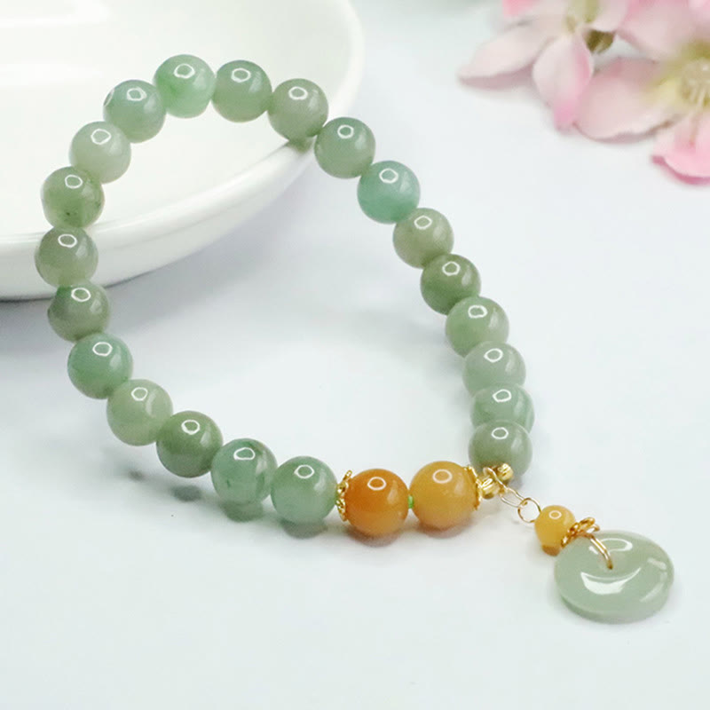 Jade Beads Peace Buckle Prosperity Abundance Bracelet