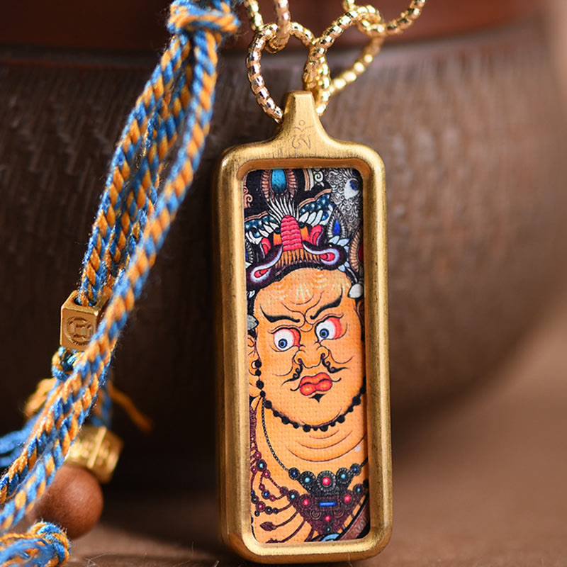 Tibet God Of Wealth Titanium Steel Thangka Wealth Necklace Pendant