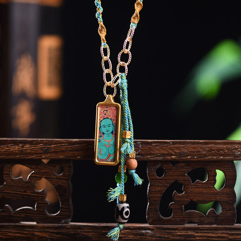 Tibet God Of Wealth Titanium Steel Thangka Wealth Necklace Pendant