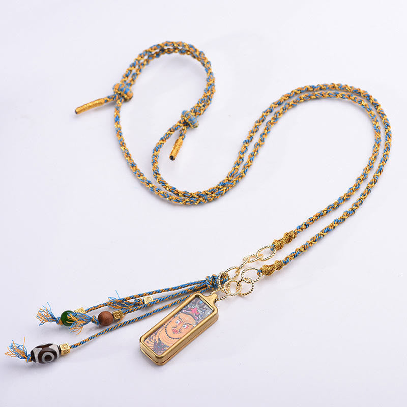 Tibet God Of Wealth Titanium Steel Thangka Wealth Necklace Pendant