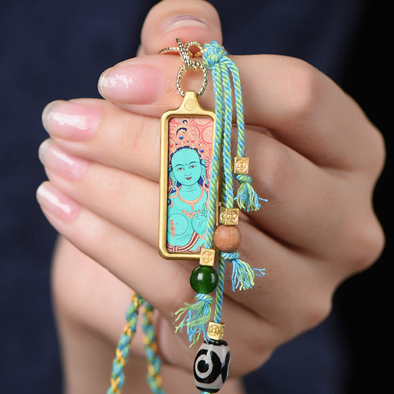 Tibet God Of Wealth Titanium Steel Thangka Wealth Necklace Pendant