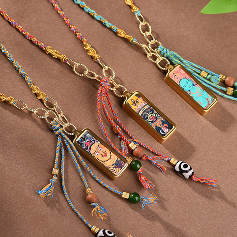 Tibet God Of Wealth Titanium Steel Thangka Wealth Necklace Pendant