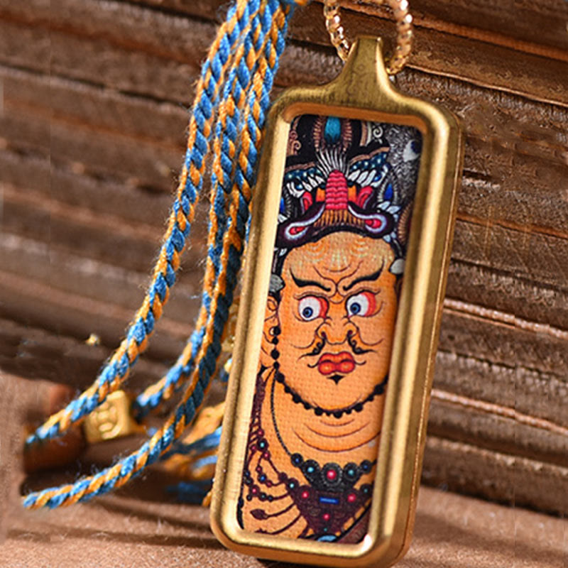 Tibet God Of Wealth Titanium Steel Thangka Wealth Necklace Pendant