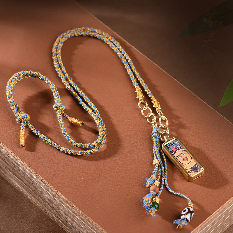 Tibet God Of Wealth Titanium Steel Thangka Wealth Necklace Pendant