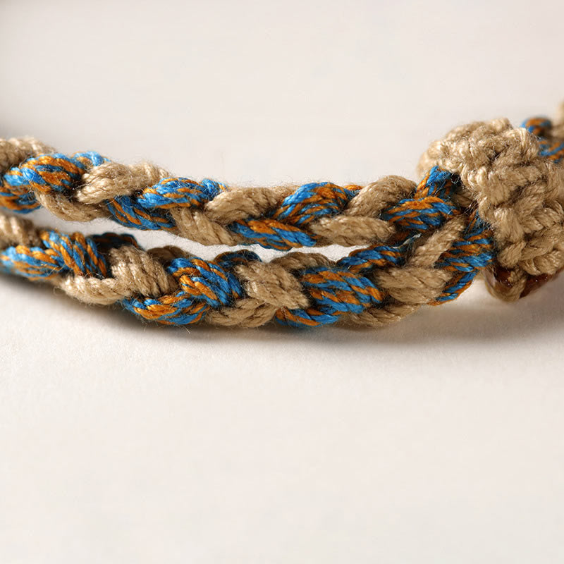 Tibetan Dzi Bead Wealth Protection Braided Bracelet