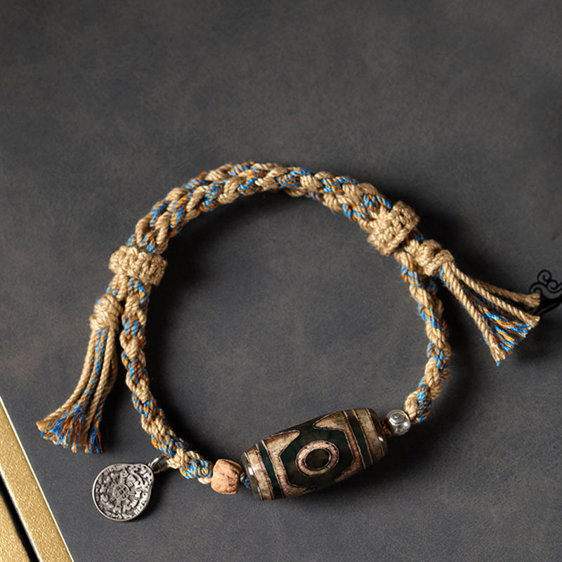 Tibetan Dzi Bead Wealth Protection Braided Bracelet