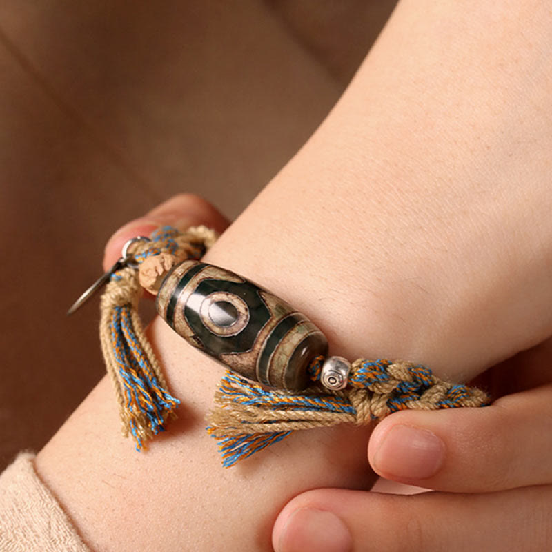 Tibetan Dzi Bead Wealth Protection Braided Bracelet