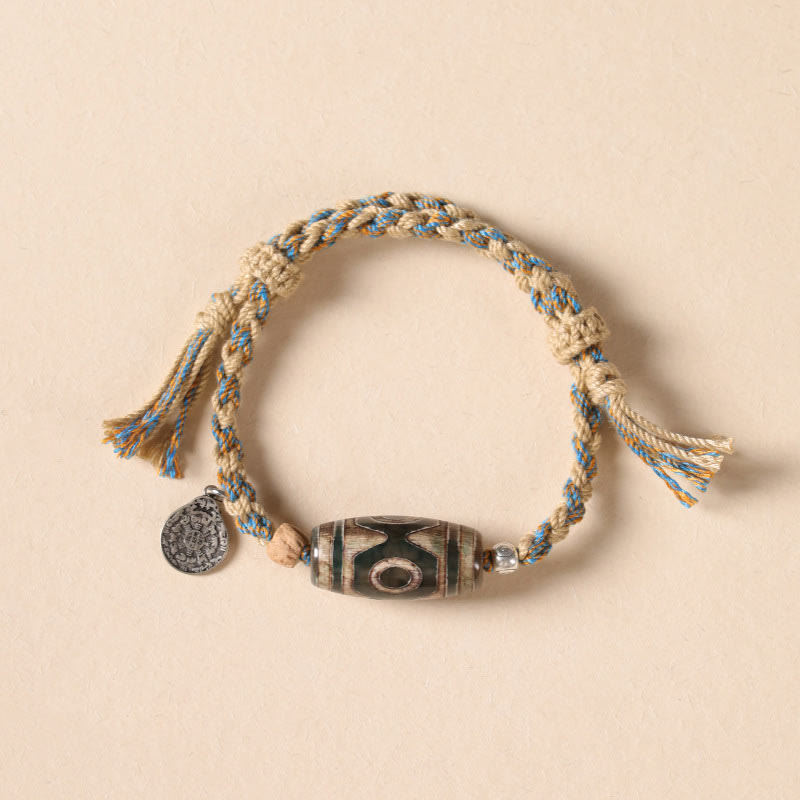 Tibetan Dzi Bead Wealth Protection Braided Bracelet