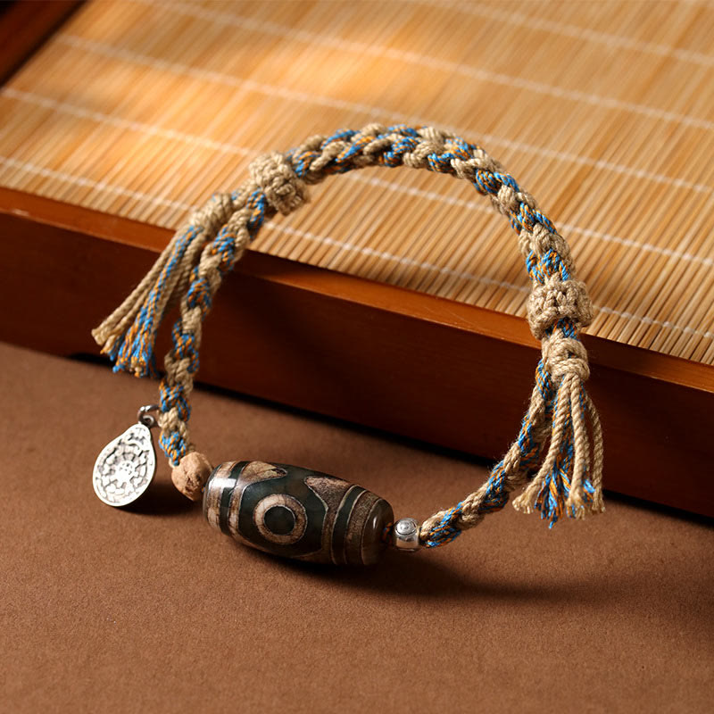 Tibetan Dzi Bead Wealth Protection Braided Bracelet