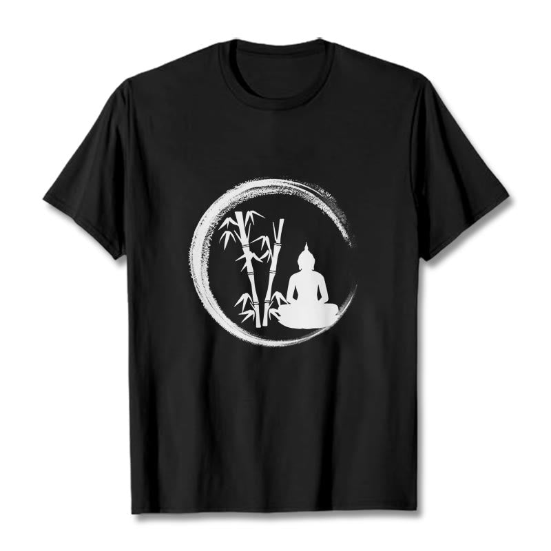 Zen Buddha Statue Sitting Bamboo Meditation Tee T-shirt