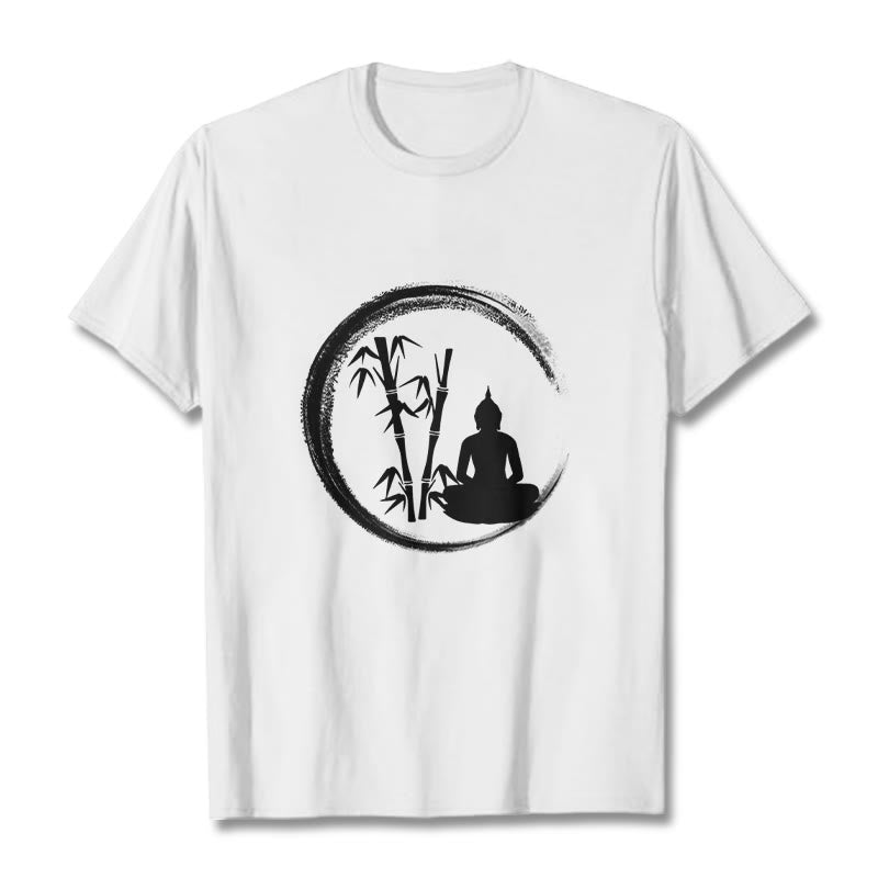 Zen Buddha Statue Sitting Bamboo Meditation Tee T-shirt