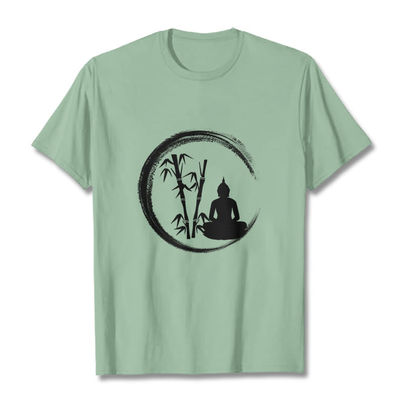 Zen Buddha Statue Sitting Bamboo Meditation Tee T-shirt