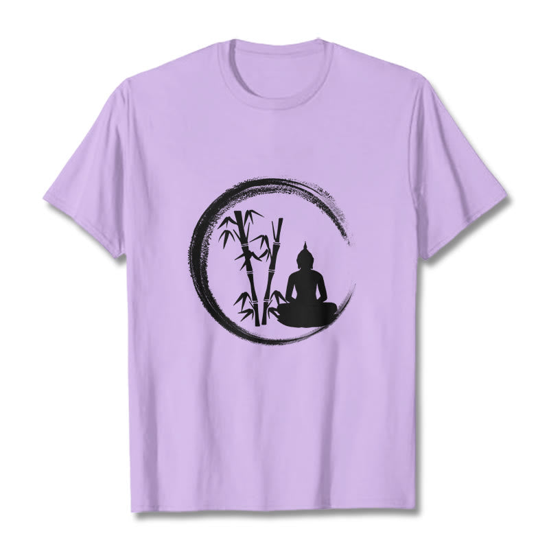 Zen Buddha Statue Sitting Bamboo Meditation Tee T-shirt
