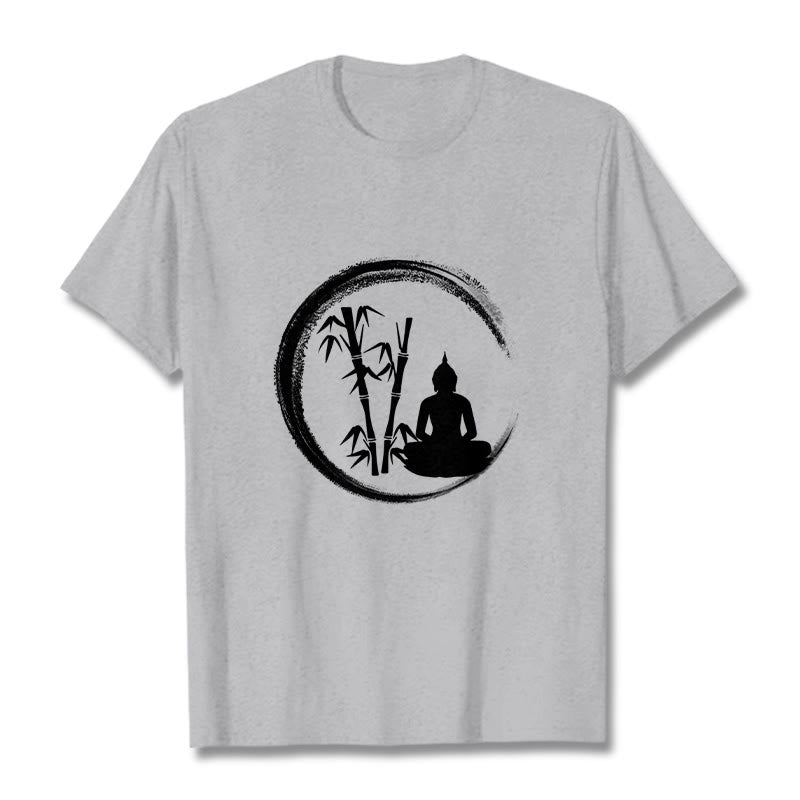 Zen Buddha Statue Sitting Bamboo Meditation Tee T-shirt