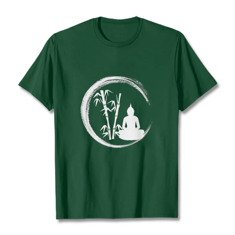 Zen Buddha Statue Sitting Bamboo Meditation Tee T-shirt