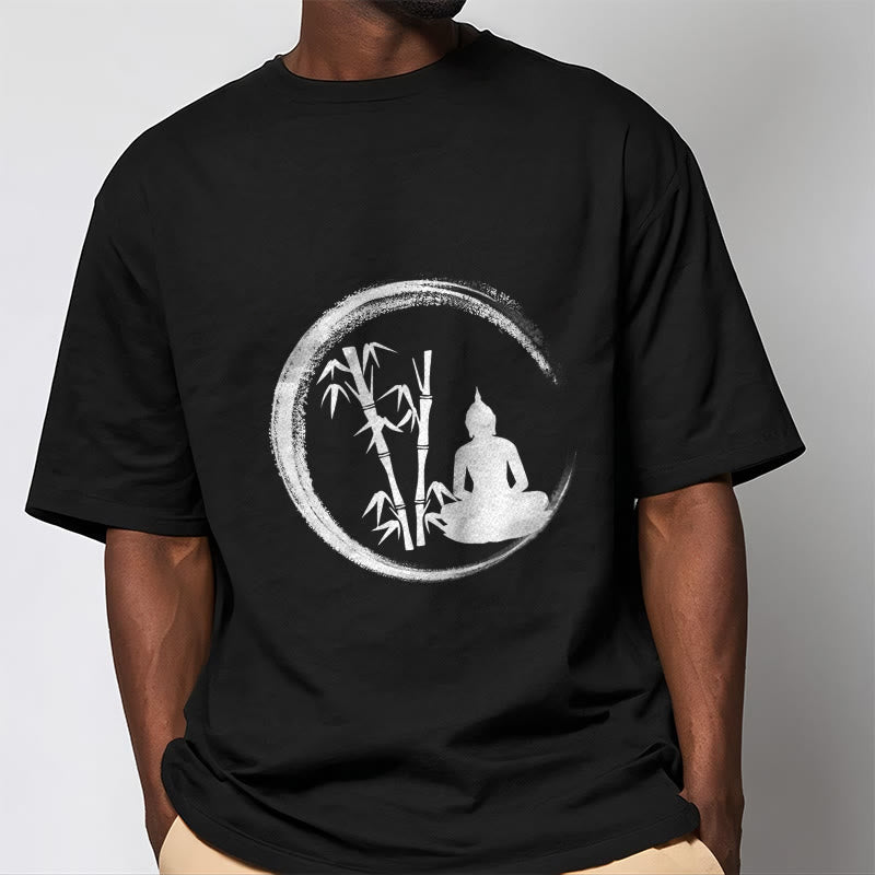 Zen Buddha Statue Sitting Bamboo Meditation Tee T-shirt
