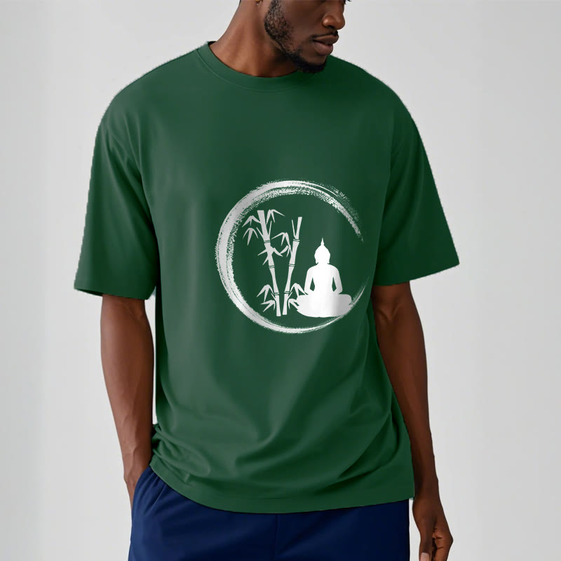 Zen Buddha Statue Sitting Bamboo Meditation Tee T-shirt