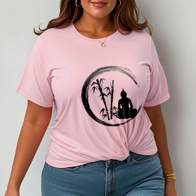 Zen Buddha Statue Sitting Bamboo Meditation Tee T-shirt