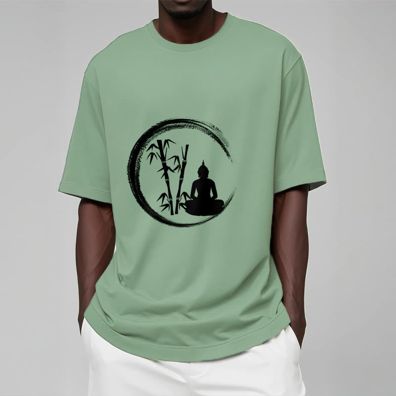 Zen Buddha Statue Sitting Bamboo Meditation Tee T-shirt