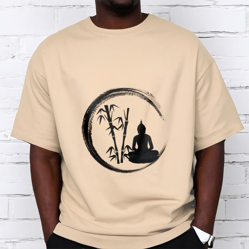 Zen Buddha Statue Sitting Bamboo Meditation Tee T-shirt