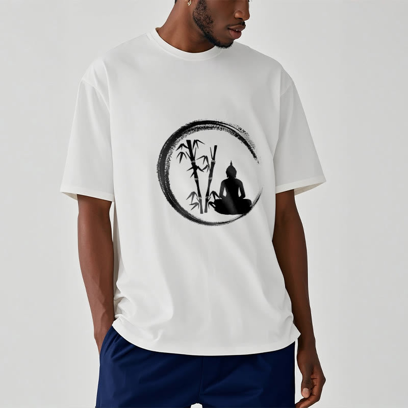 Zen Buddha Statue Sitting Bamboo Meditation Tee T-shirt
